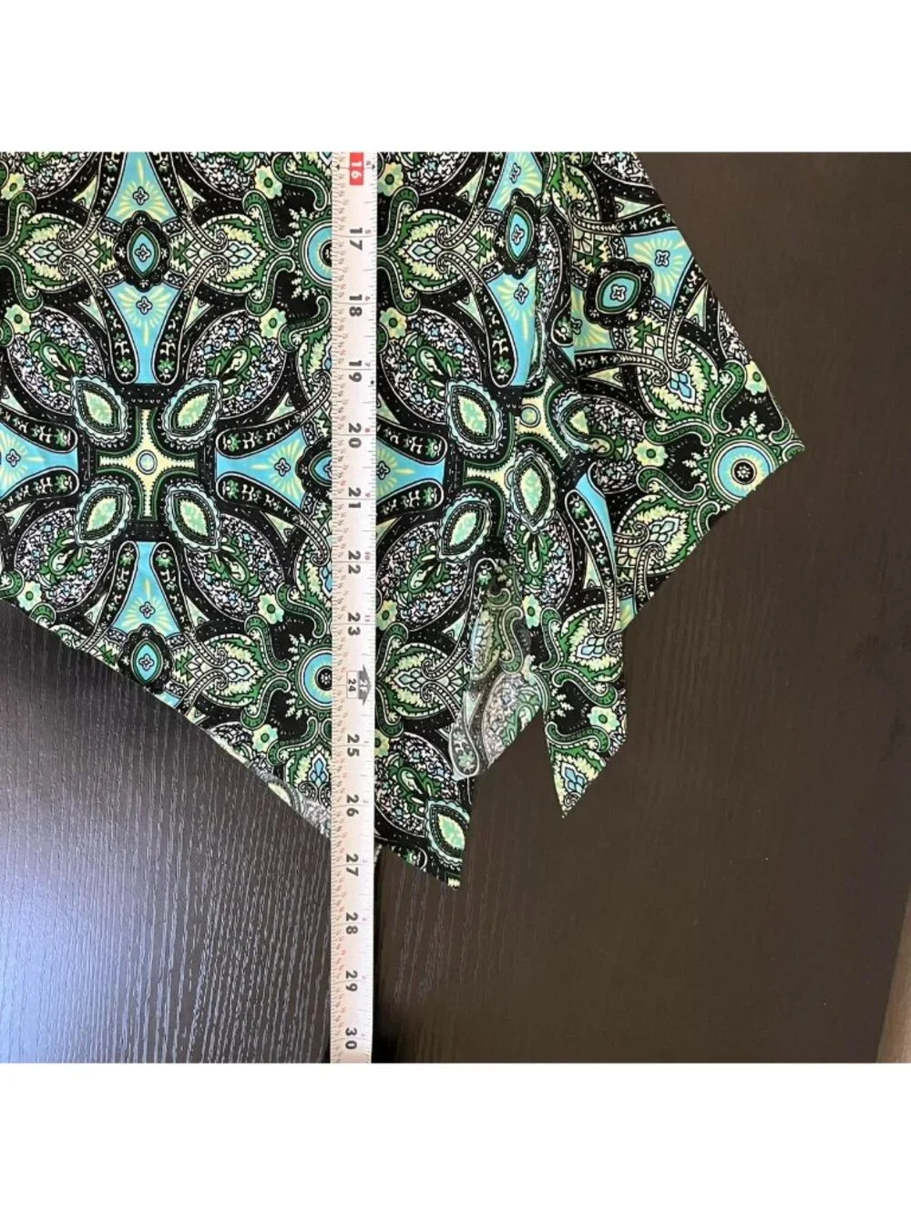 y2k green blue abstract boho whimsical grunge asymmetric cami stretchy top - Picture 7 of 8